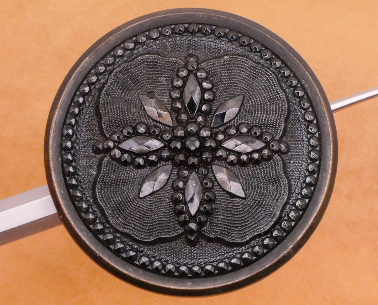 Lacy Look Black Glass Antique Button Various 23-32mm