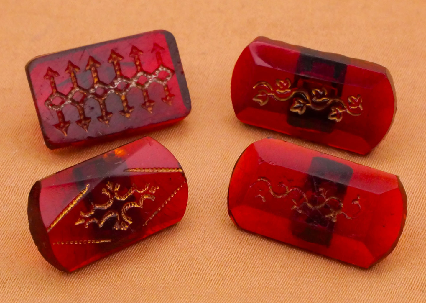 Cranberry Red Translucent Glass Vintage Button Various 11-20mm