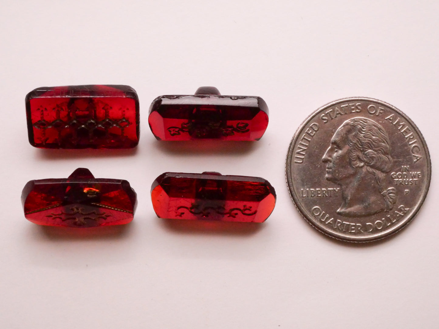 Cranberry Red Translucent Glass Vintage Button Various 11-20mm