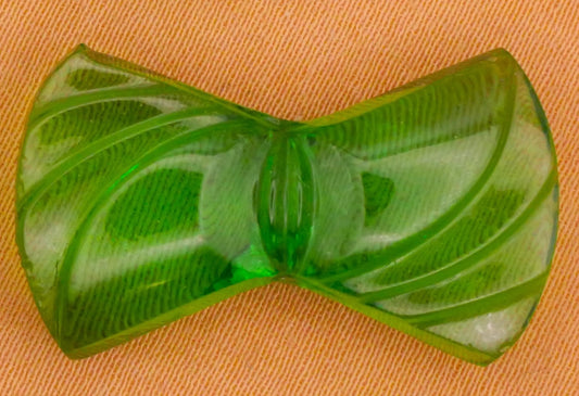 Bow Green Translucent Vintage Glass Button Various 16x27mm