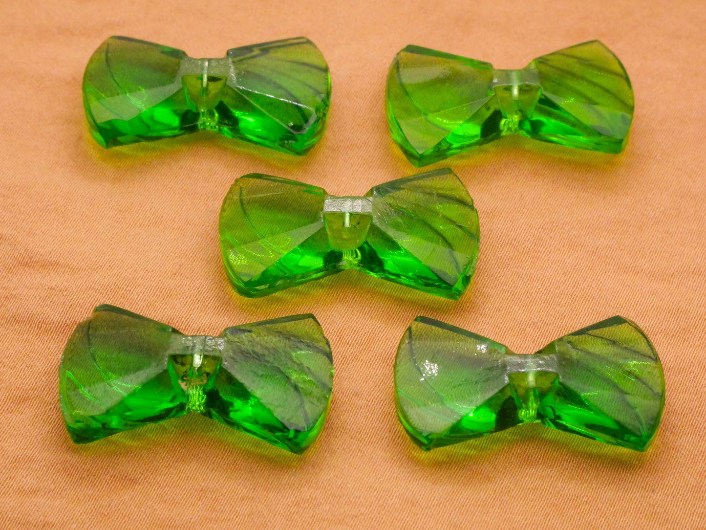 Bow Green Translucent Vintage Glass Button Various 16x27mm