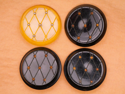 Tufted Look Early Plastic Metal Stud Vintage Large Button 43mm