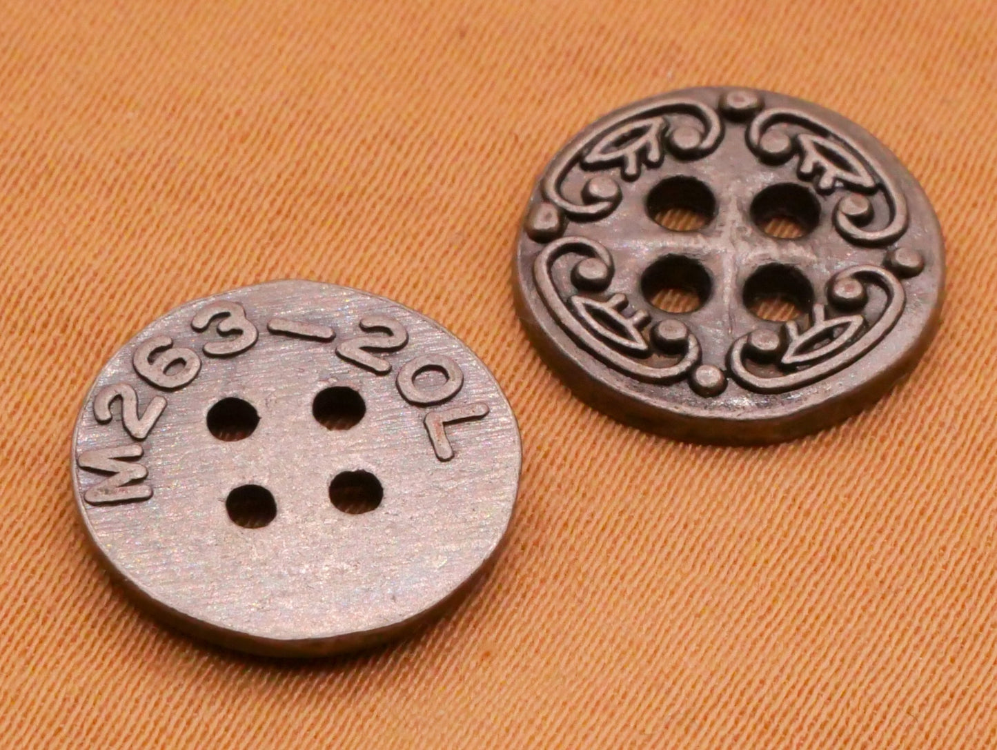 Old World Filigree Pewter Look Metal Pair of Buttons 13mm