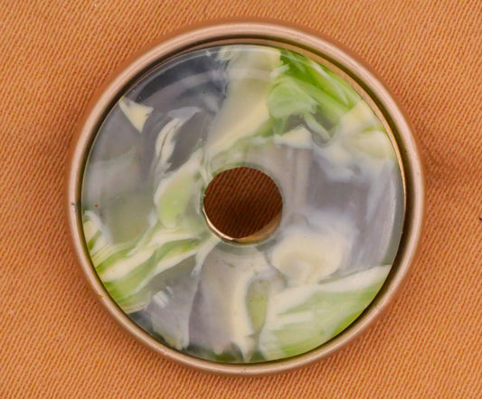 Marbled Green Wreath Look Plastic Metal Button 22mm
