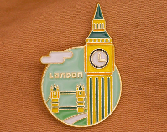 Big Ben London Bridge Verbal Enamel Metal Button 25x38mm