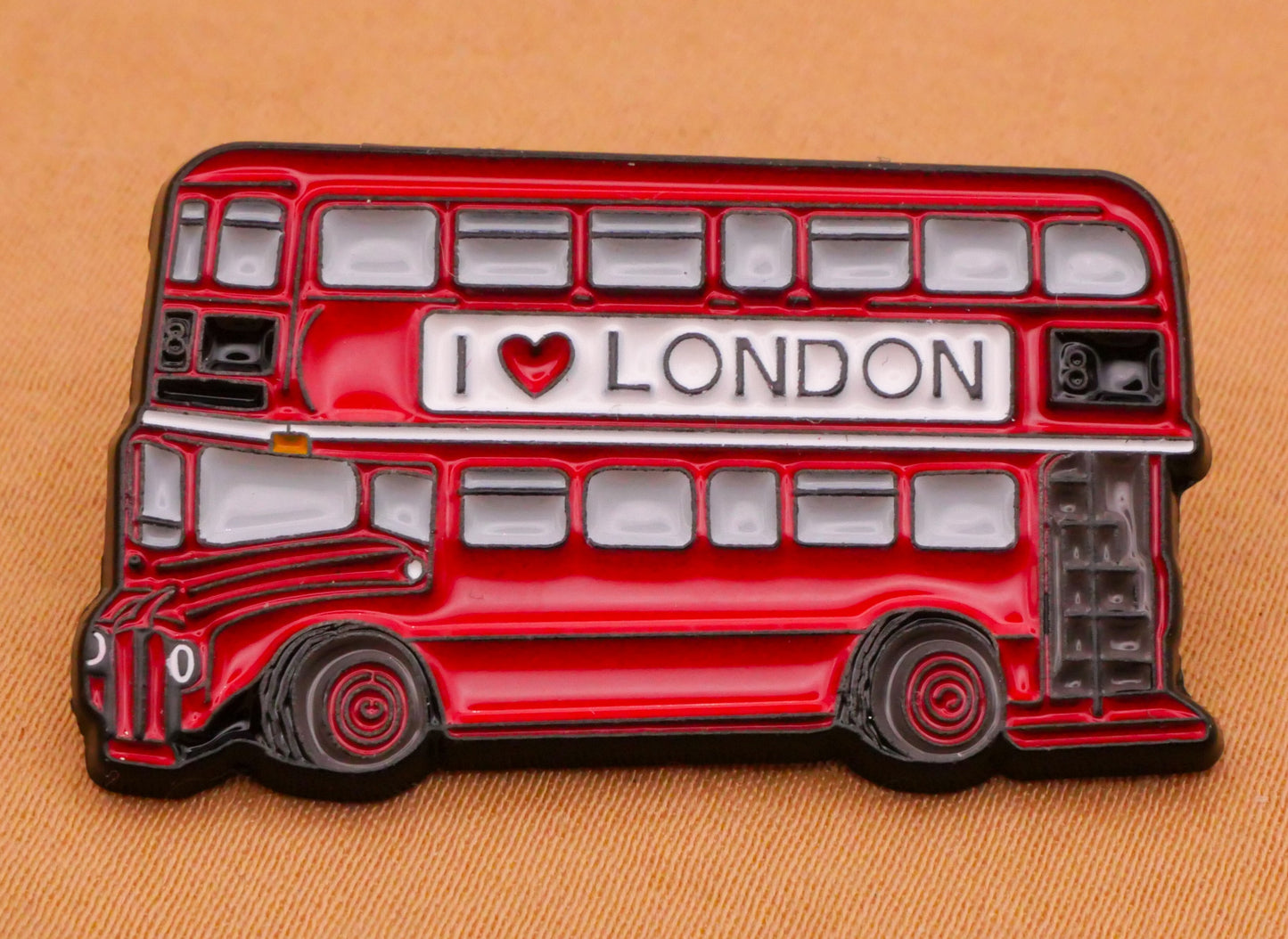 Double Decker Bus I Heart London Enamel Metal Large Button 21x36mm