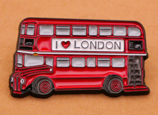 Double Decker Bus I Heart London Enamel Metal Large Button 21x36mm