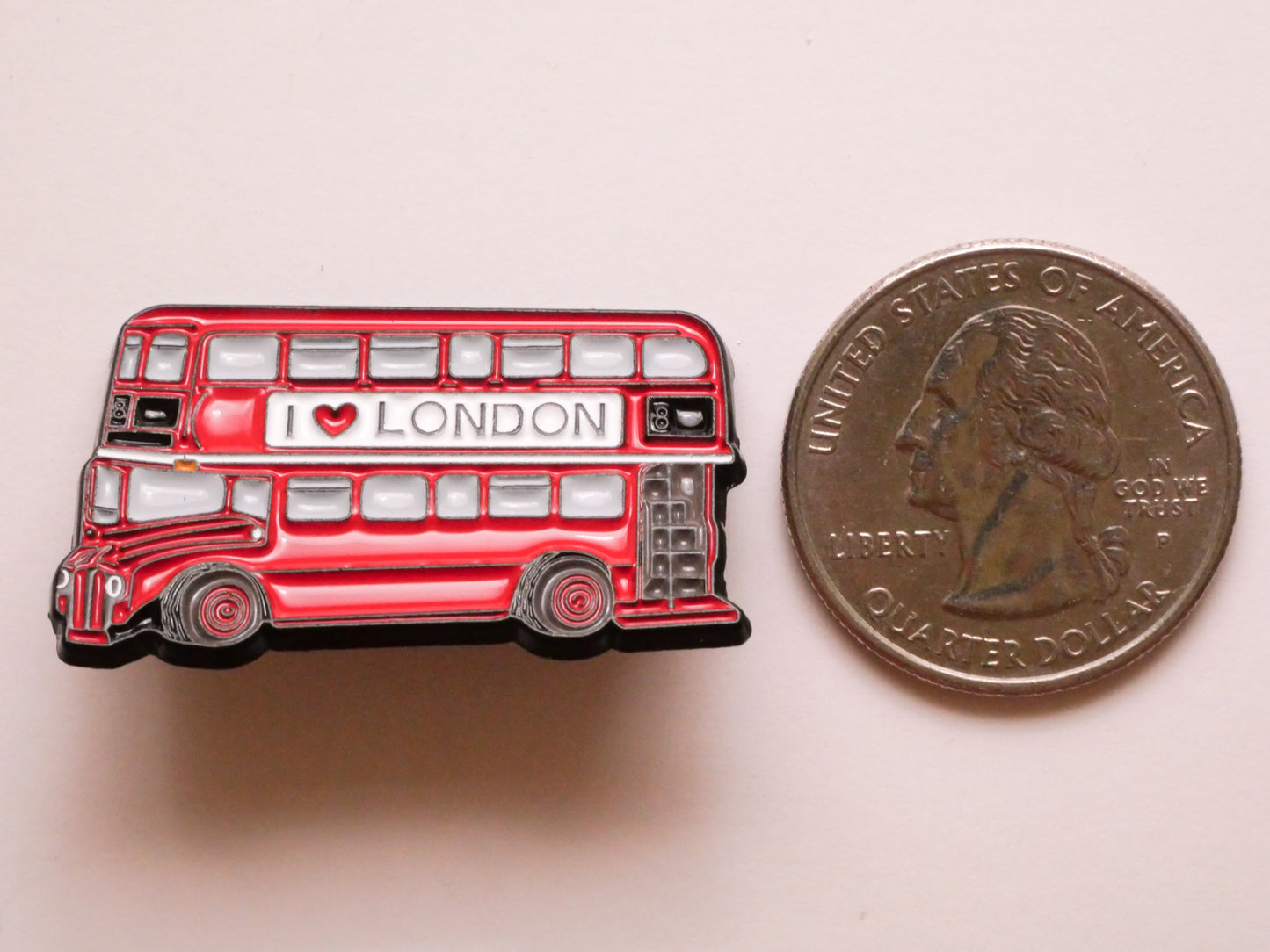 Double Decker Bus I Heart London Enamel Metal Large Button 21x36mm