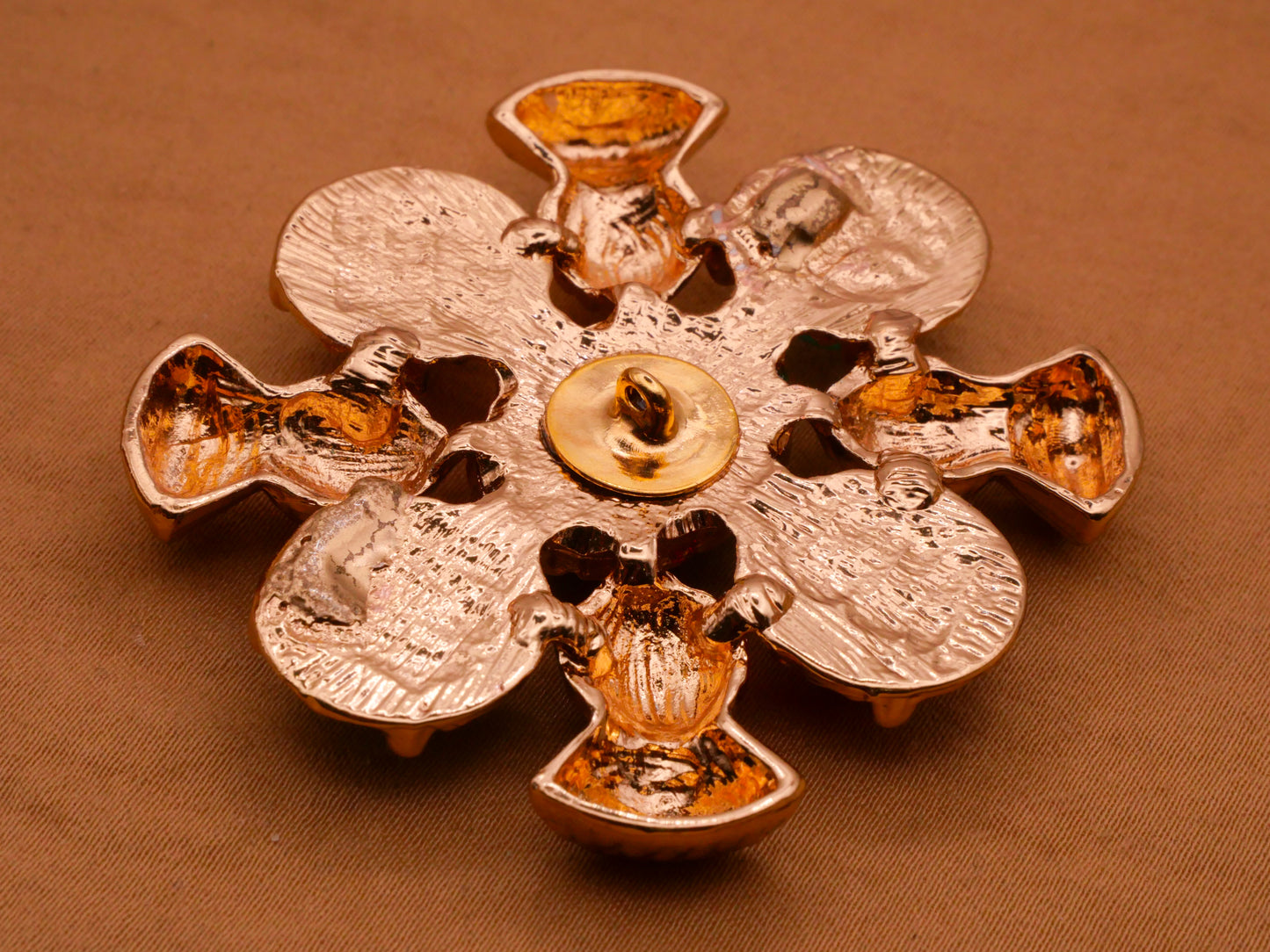 Thistle Scotland Red Green Gold Metal Large Button 47x51mm