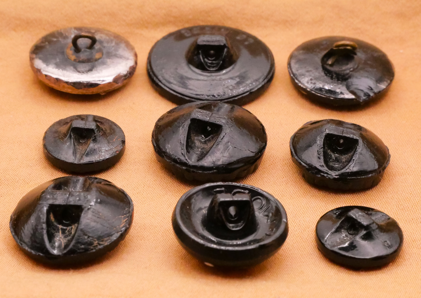 Leaf Leaves Vintage or Antique Black Glass Button Various 13-22mm