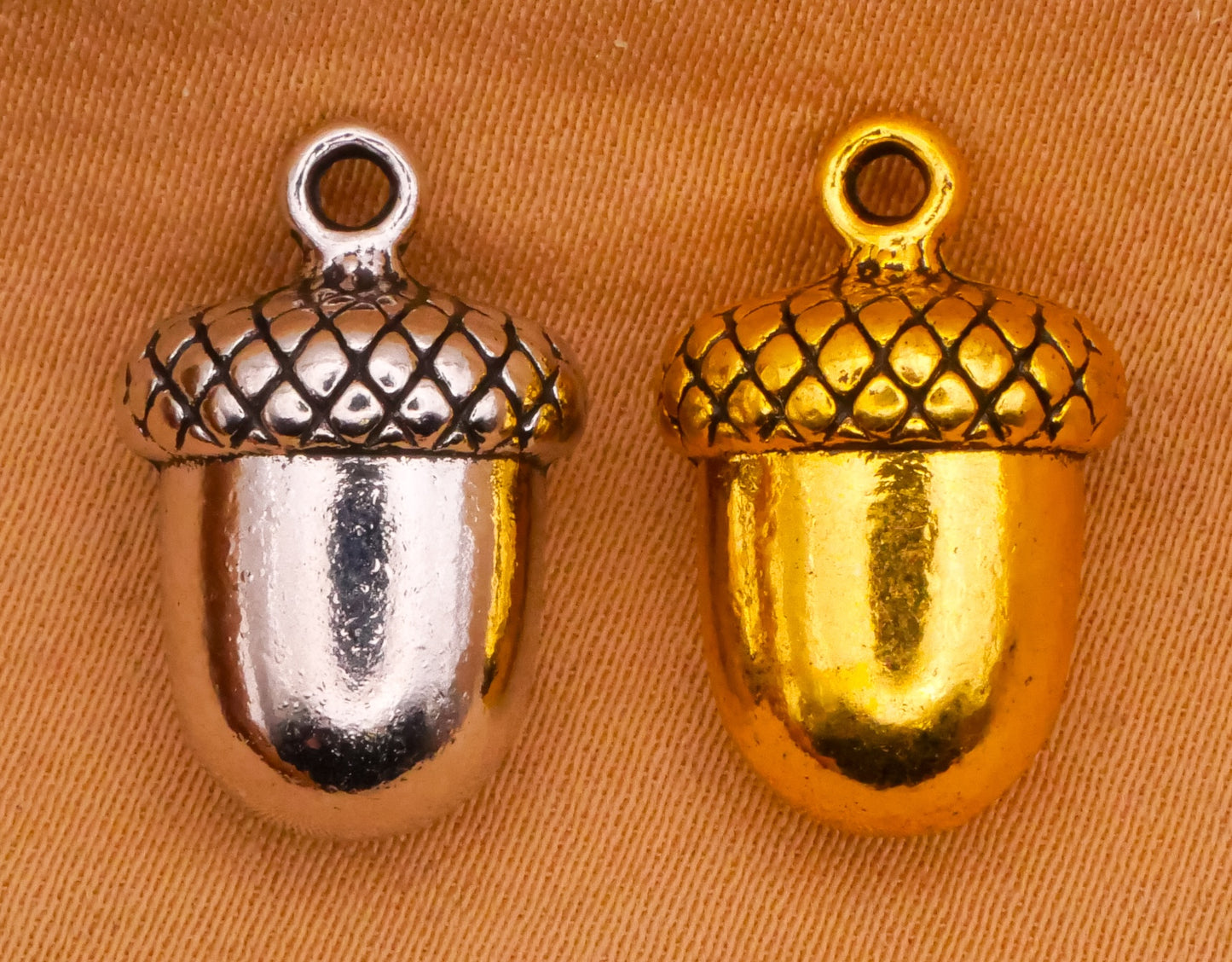 Acorn Silver or Gold Metal Charm Embellishment 11x17mm