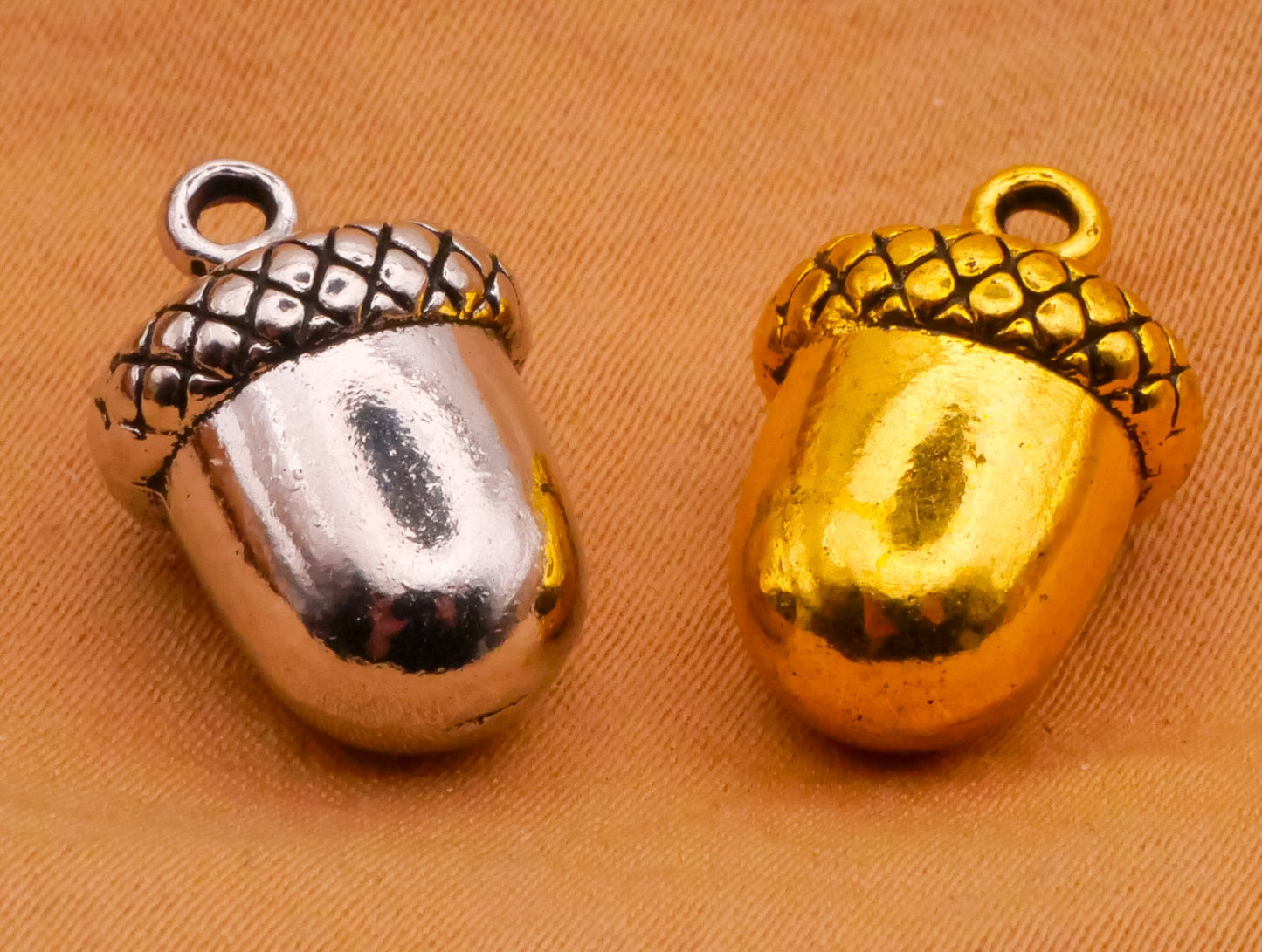 Acorn Silver or Gold Metal Charm Embellishment 11x17mm
