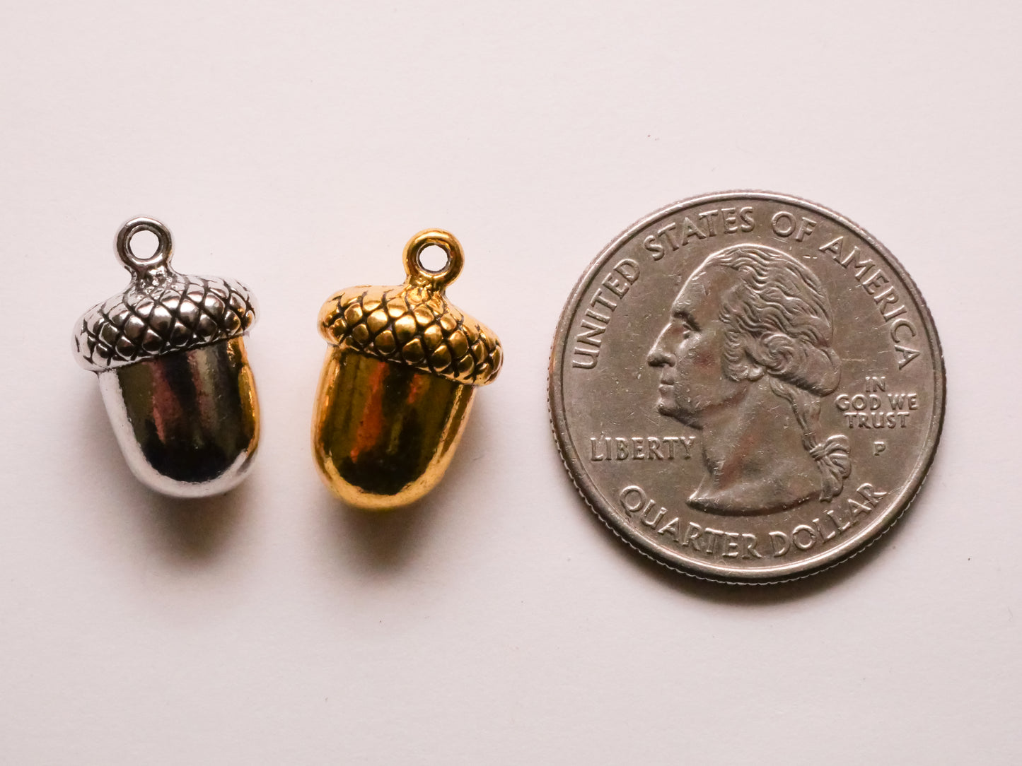 Acorn Silver or Gold Metal Charm Embellishment 11x17mm