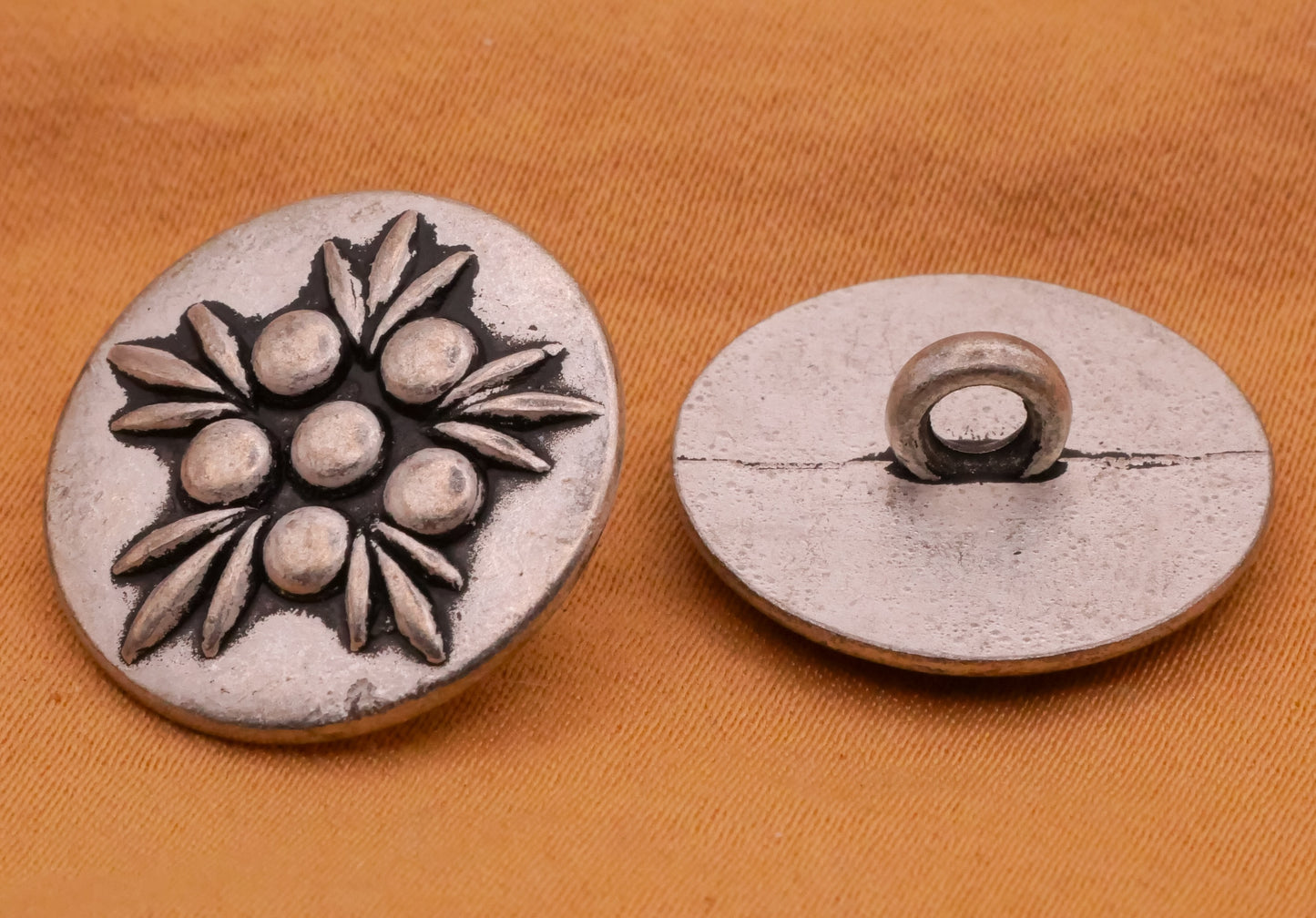 Berries Leaves Antiqued Silver Metal Pair of Buttons 20mm