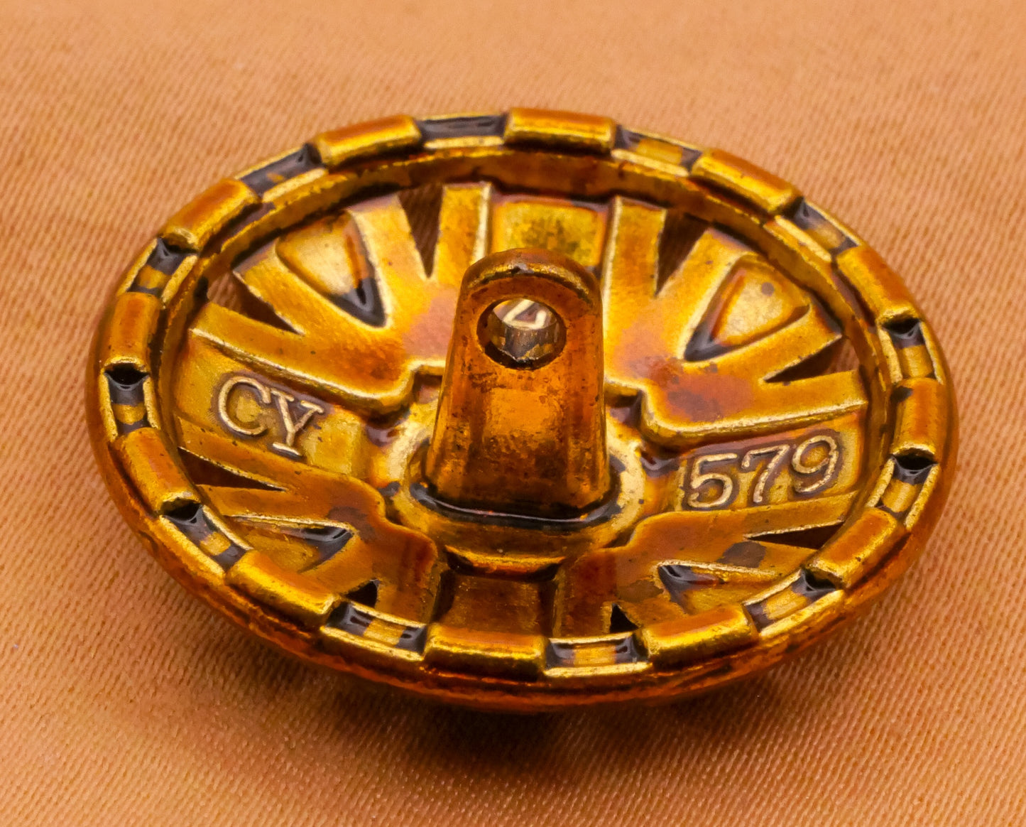 Cross Red Black Enamel Gold Bronze Metal Button 27mm