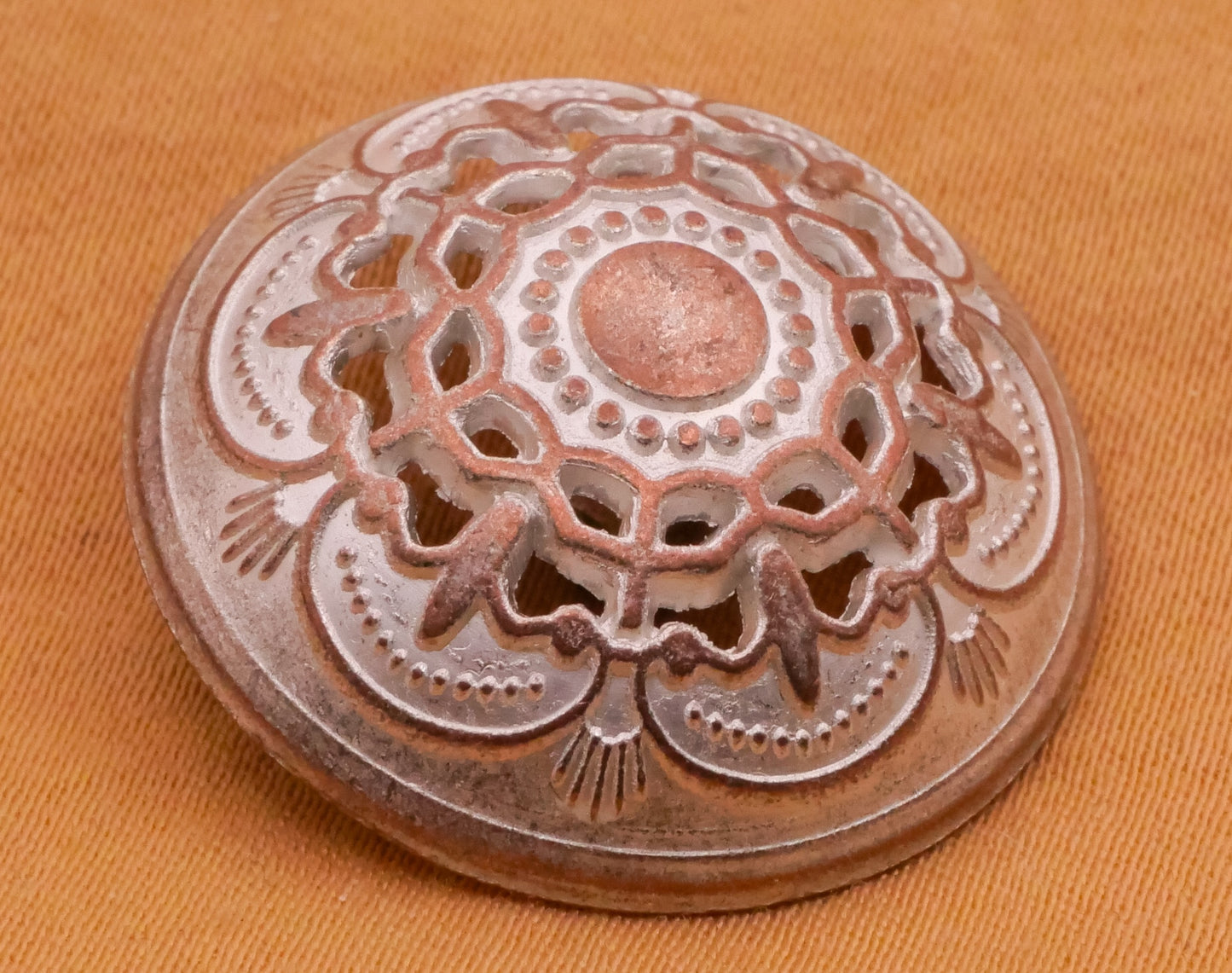 Snowflake Frosty Copper Metal Button 25mm