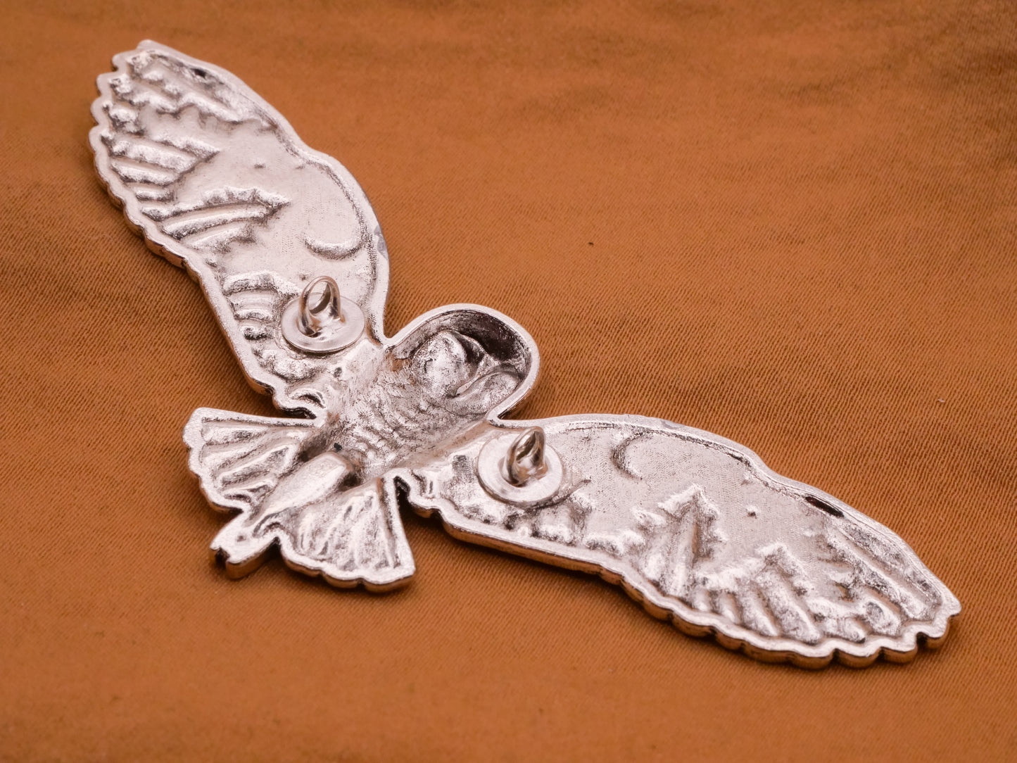 Owl Flying Moon Trees Large Double Shank Button 31x80mm