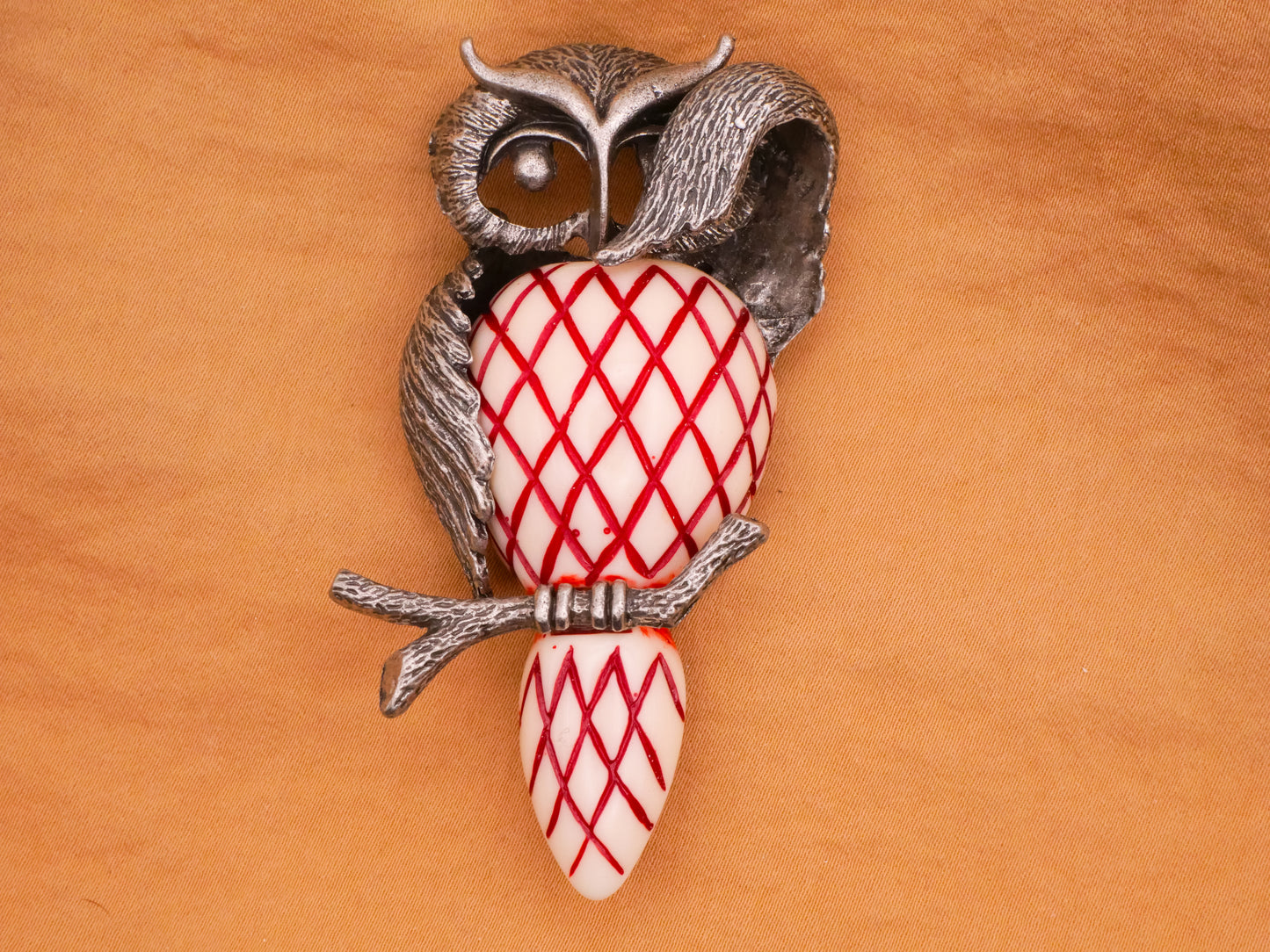 Owl Bird Branch Metal Plastic Large Button 44x78mm