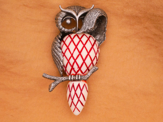 Owl Bird Branch Metal Plastic Large Button 44x78mm