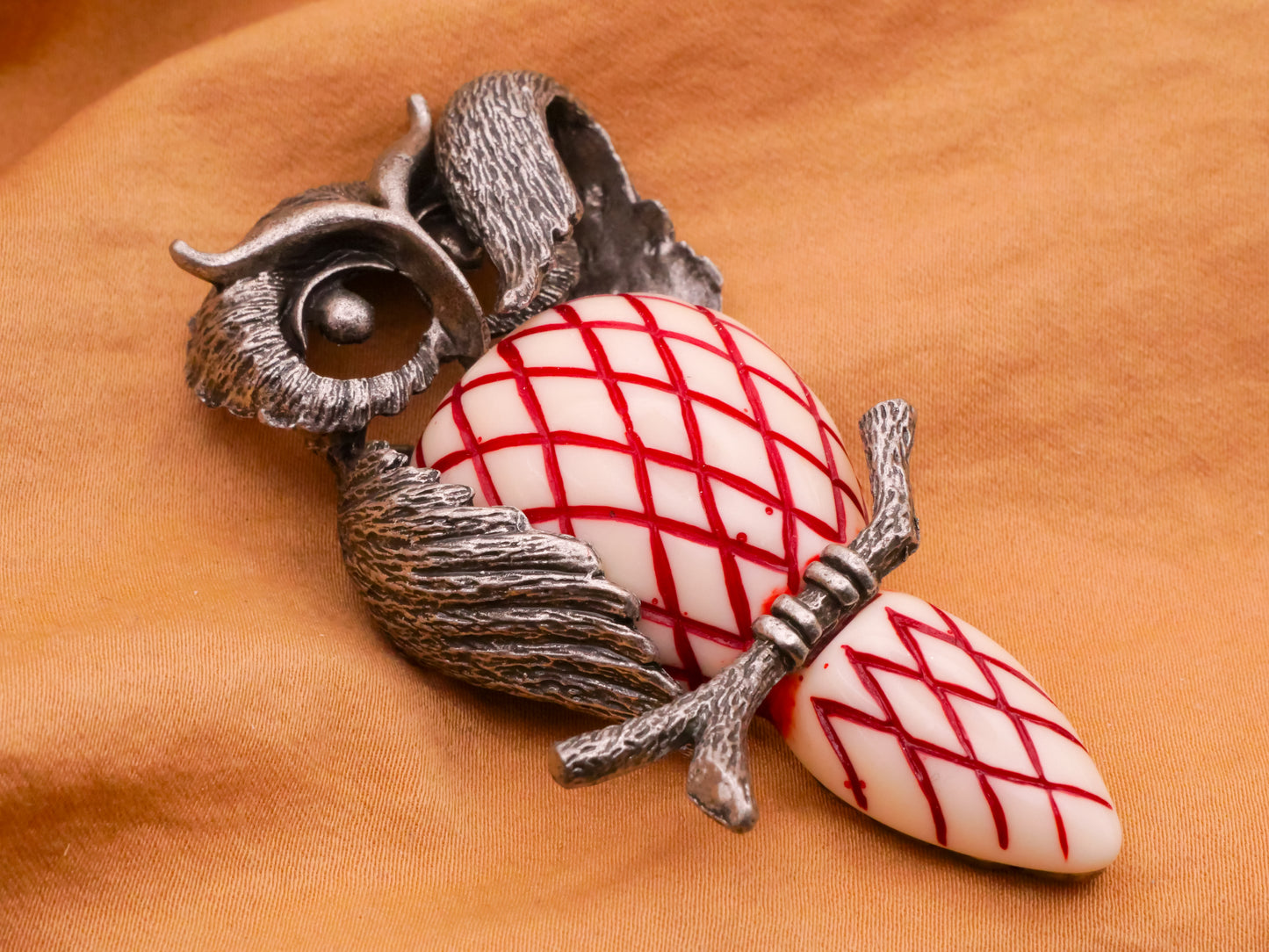 Owl Bird Branch Metal Plastic Large Button 44x78mm