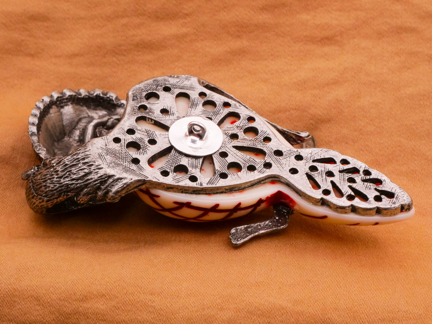 Owl Bird Branch Metal Plastic Large Button 44x78mm