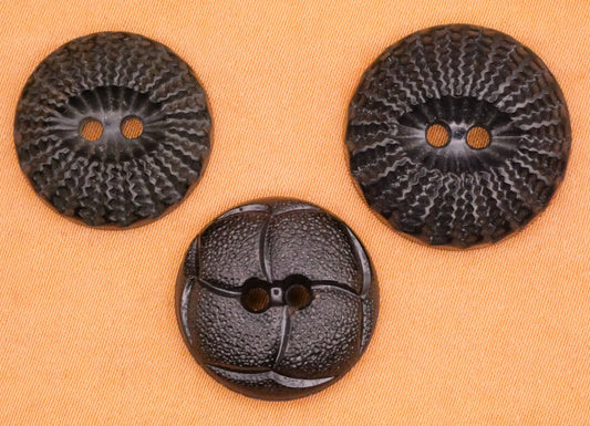 Fabric Look Black Vintage Plastic Button Various 19-20mm