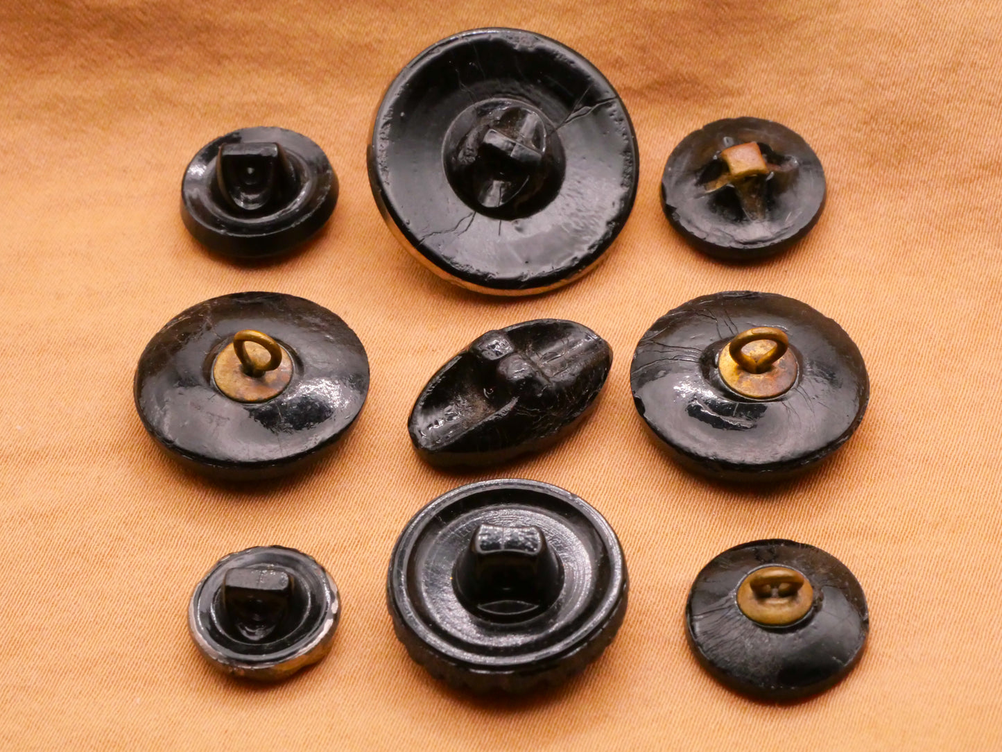 Silver Accent Black Glass Vintage or Antique Button Various 11-23mm