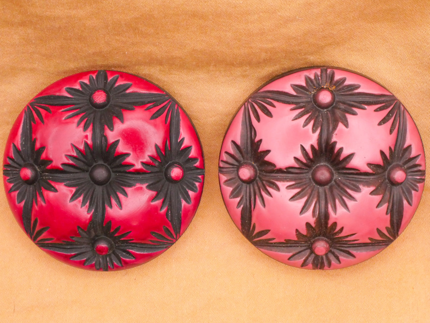 Tufted Look Pink Buffed Celluloid Early Plastic Large Button Various 44mm