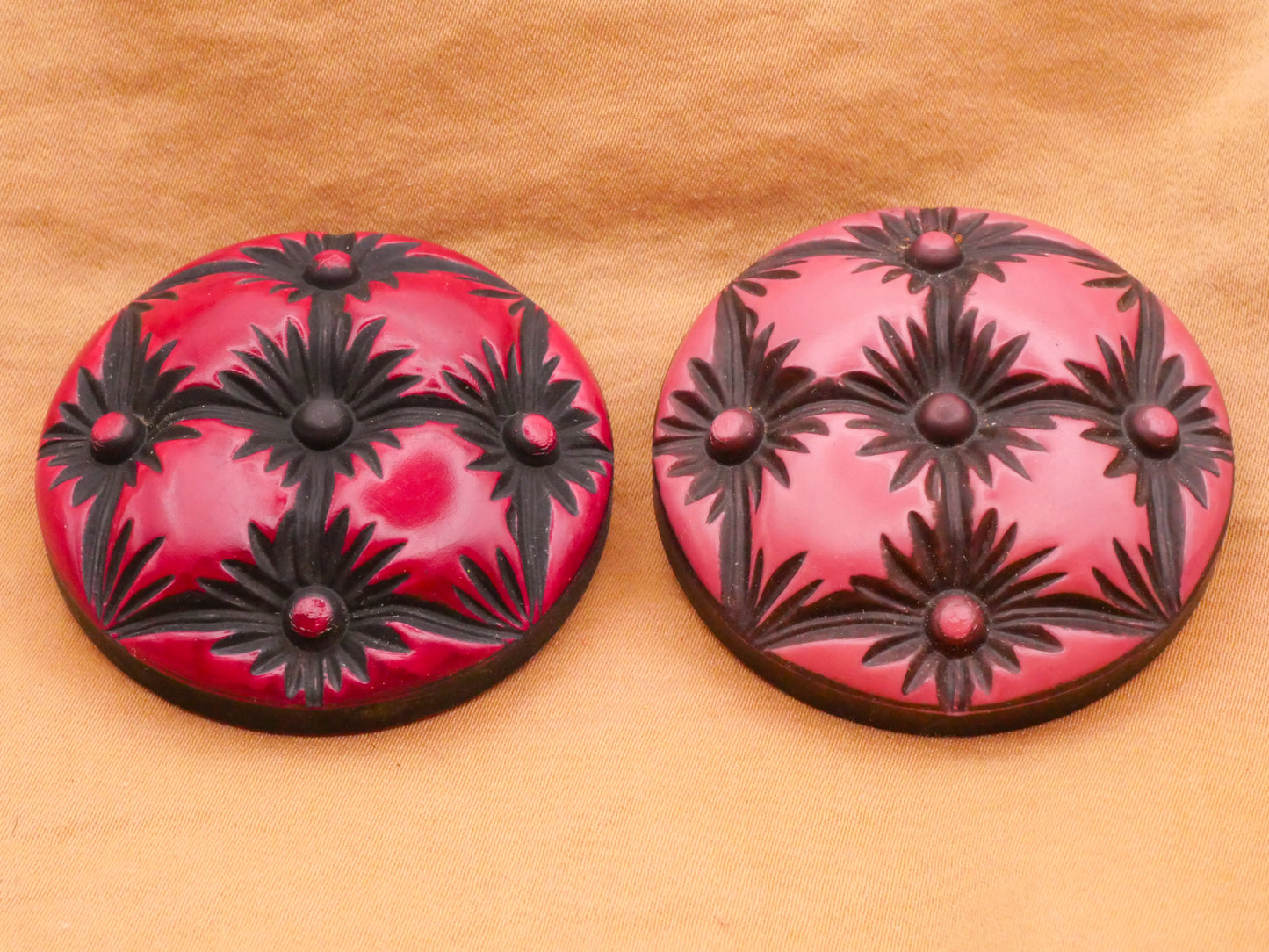 Tufted Look Pink Buffed Celluloid Early Plastic Large Button Various 44mm