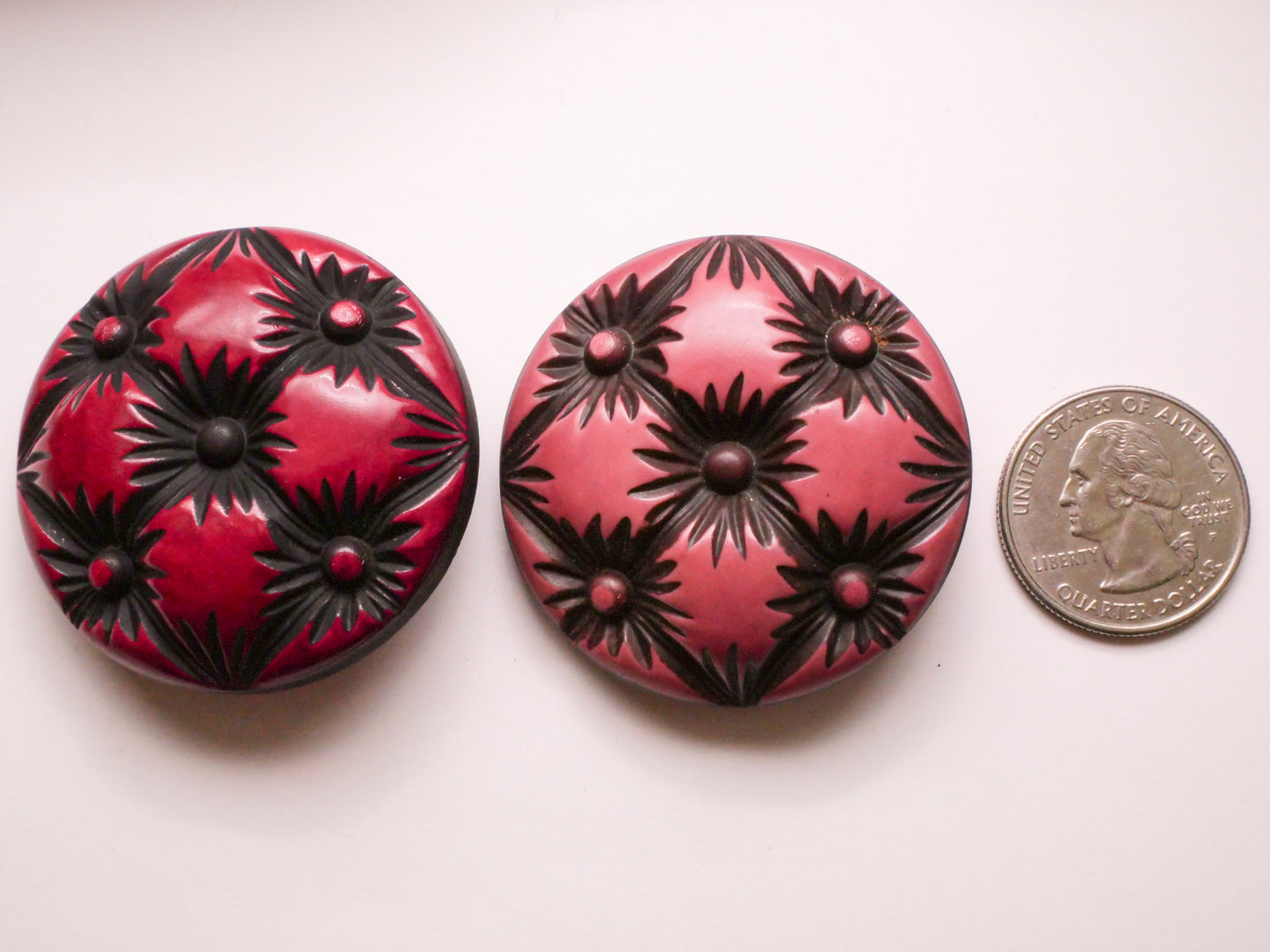 Tufted Look Pink Buffed Celluloid Early Plastic Large Button Various 44mm