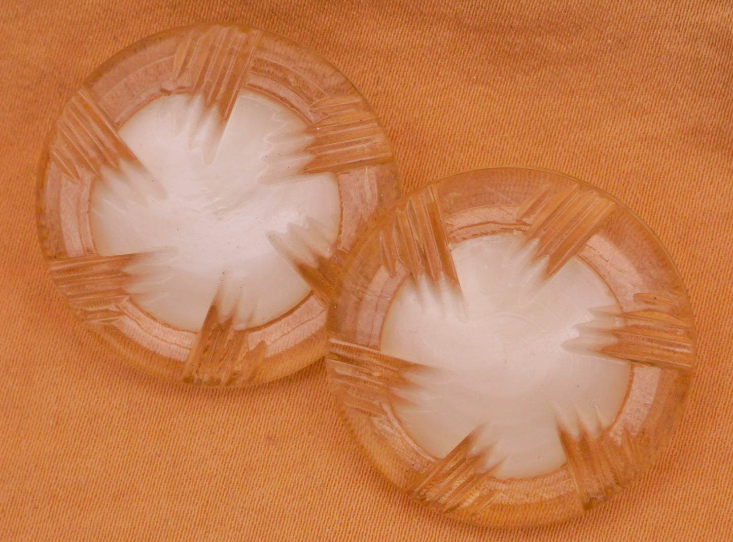 Snowflake Deco Celluloid Early Plastic Pair of Buttons 28mm
