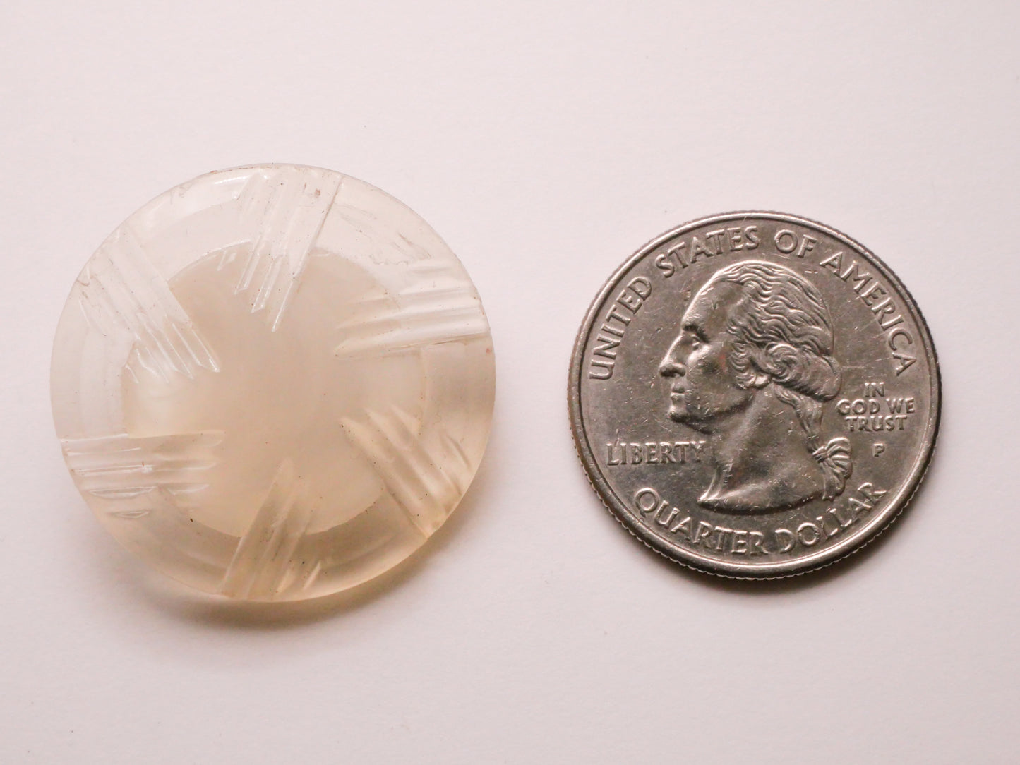 Snowflake Deco Celluloid Early Plastic Pair of Buttons 28mm