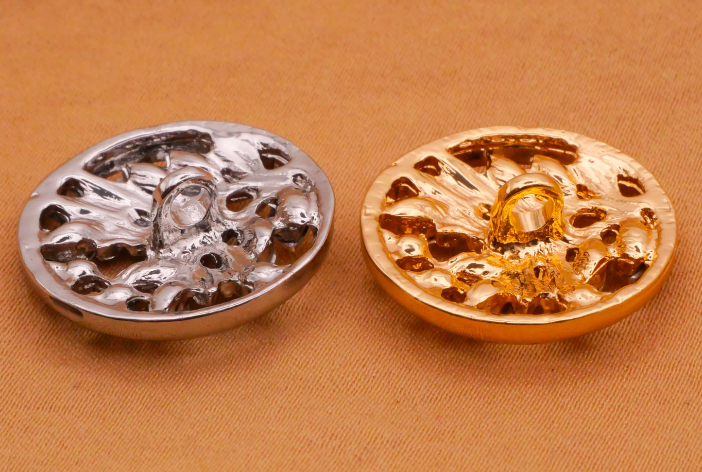 Branch Leaves Silver or Gold Rhinestone Metal Button Various 21mm