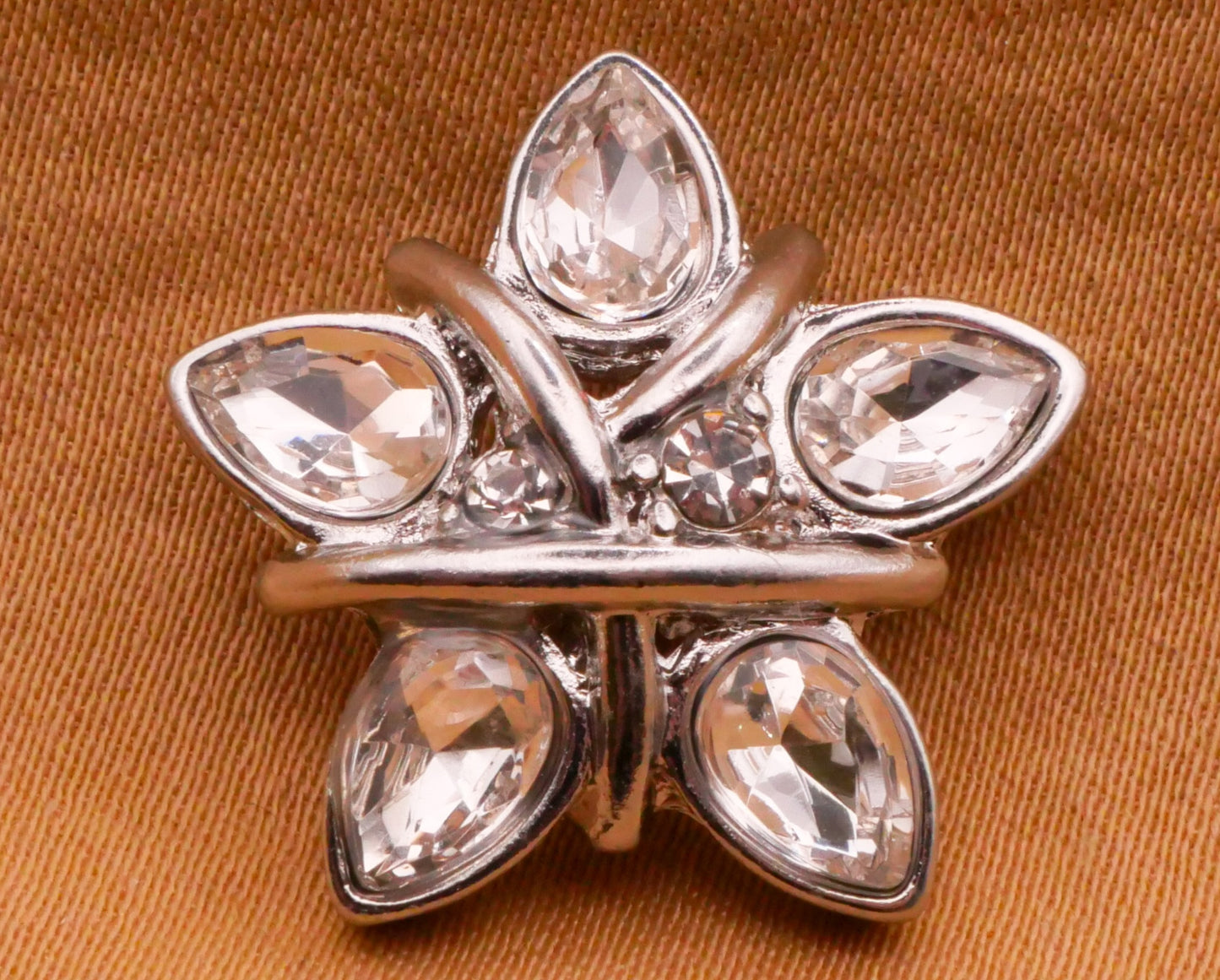 Star Bound Rhinestone Silver Metal Button 20mm