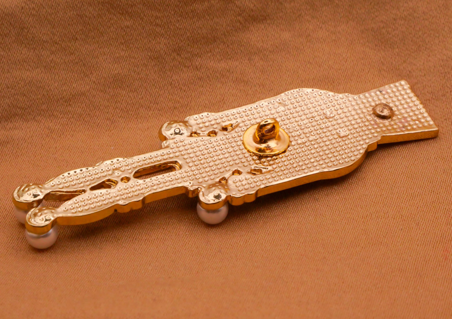 Nutcracker Colorful Enamel Rhinestone Pearl Metal Large Button 17x56mm