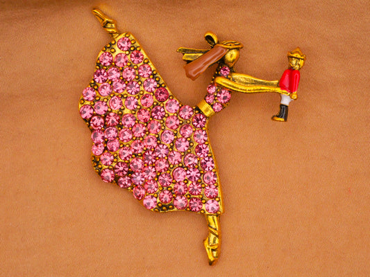 Clara The Nutcracker Pink Rhinestone Enamel Metal Large Button 50x63mm