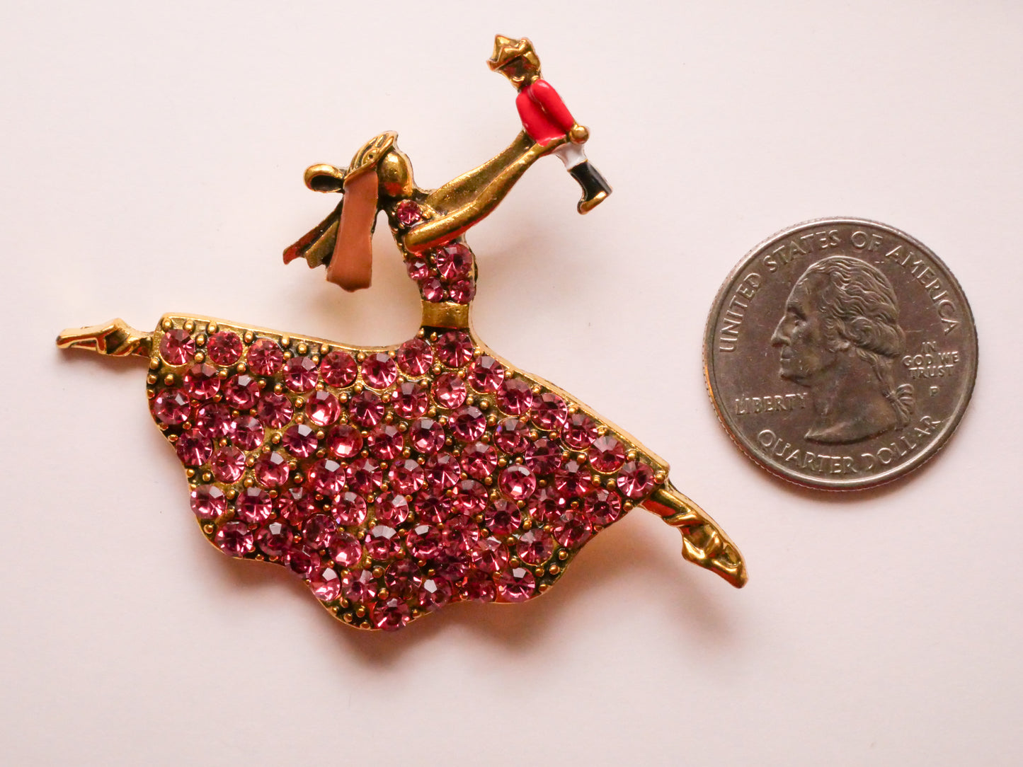 Clara The Nutcracker Pink Rhinestone Enamel Metal Large Button 50x63mm