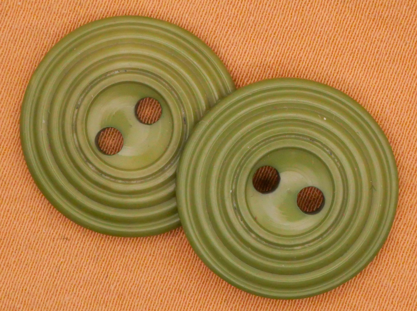 Sage Green Concentric Circles Plastic Pair of Buttons 19mm