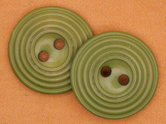 Sage Green Concentric Circles Plastic Pair of Buttons 19mm