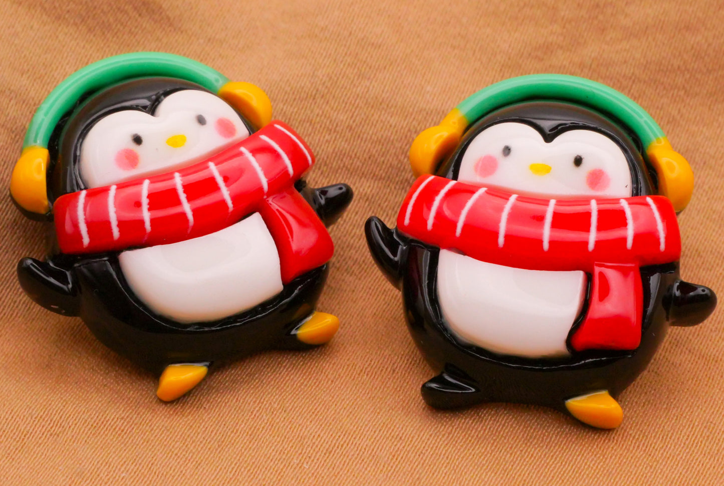 Penguin Winter Scarf Earmuffs Plastic Pair of Buttons 25mm