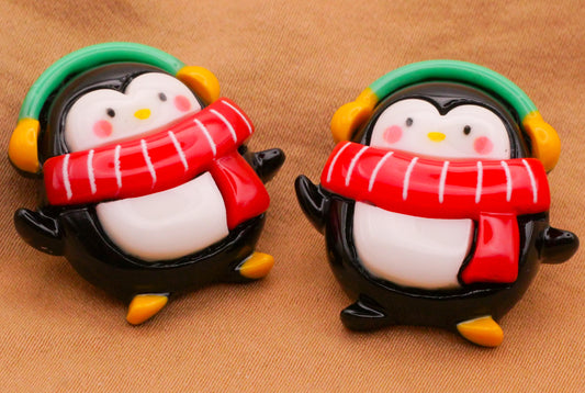 Penguin Winter Scarf Earmuffs Plastic Pair of Buttons 25mm