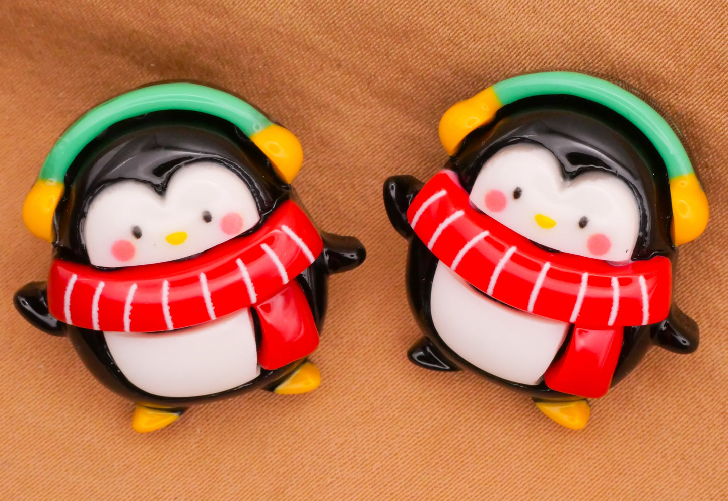 Penguin Winter Scarf Earmuffs Plastic Pair of Buttons 25mm