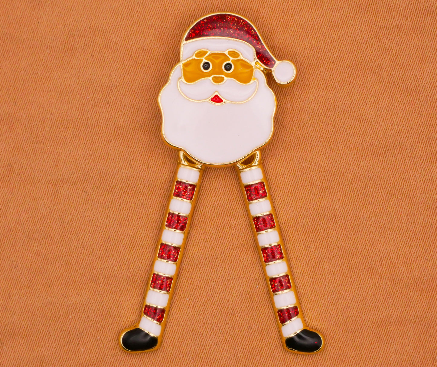 Santa Moveable Dangling Legs Enamel Metal Large Button 17x44mm