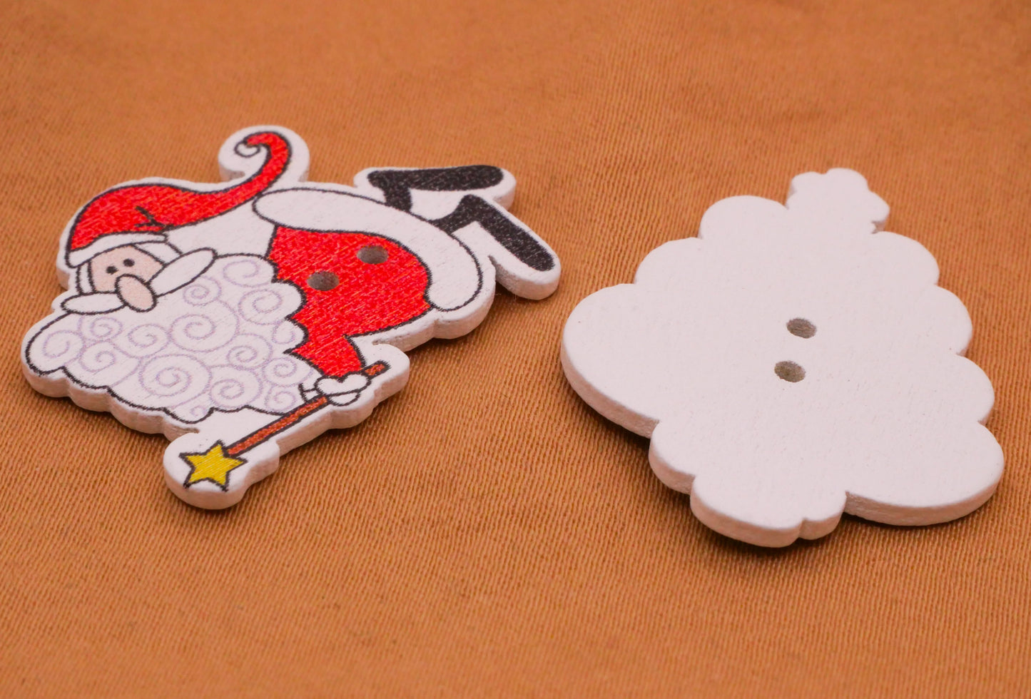 Christmas Motif Festive Wood Assorted Set of Ten Buttons 19-30mm