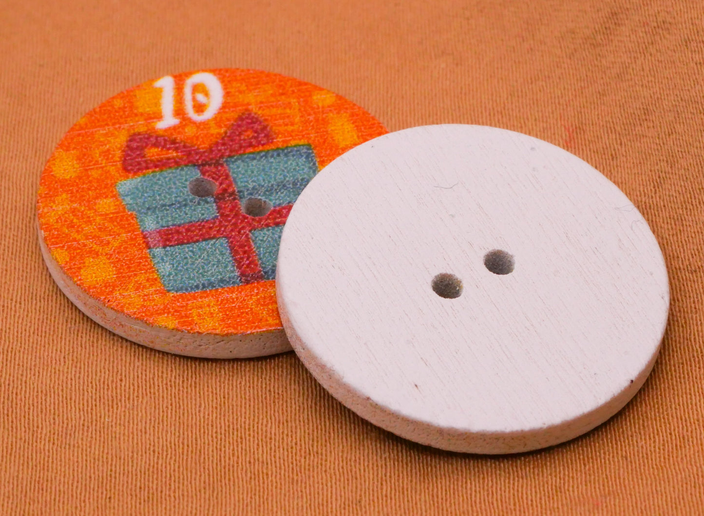 Advent Calendar Christmas Countdown Wood Set of Twenty-Five Buttons 25mm