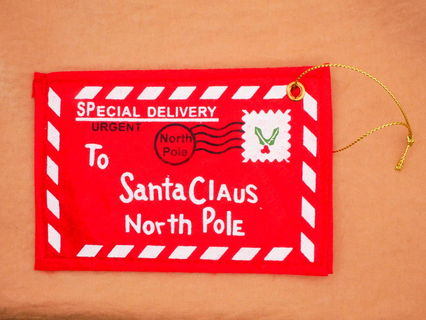 Letter To Santa Felt Envelope Ornament Carded Buttons 80x120mm