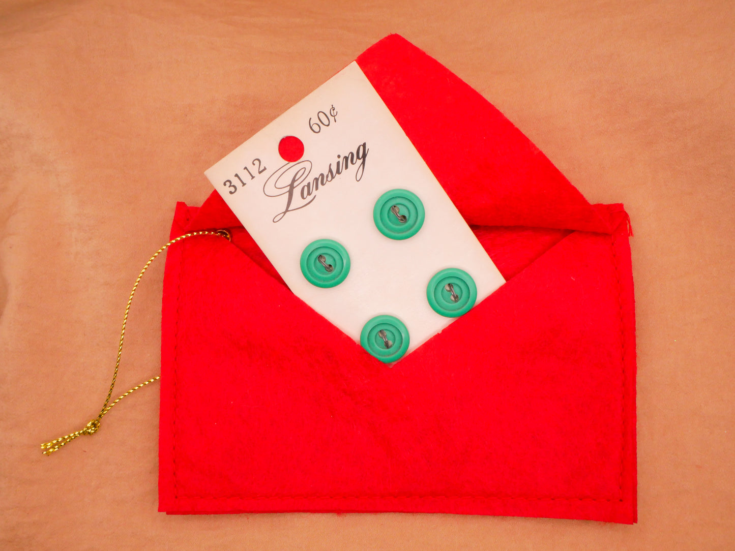 Letter To Santa Felt Envelope Ornament Carded Buttons 80x120mm