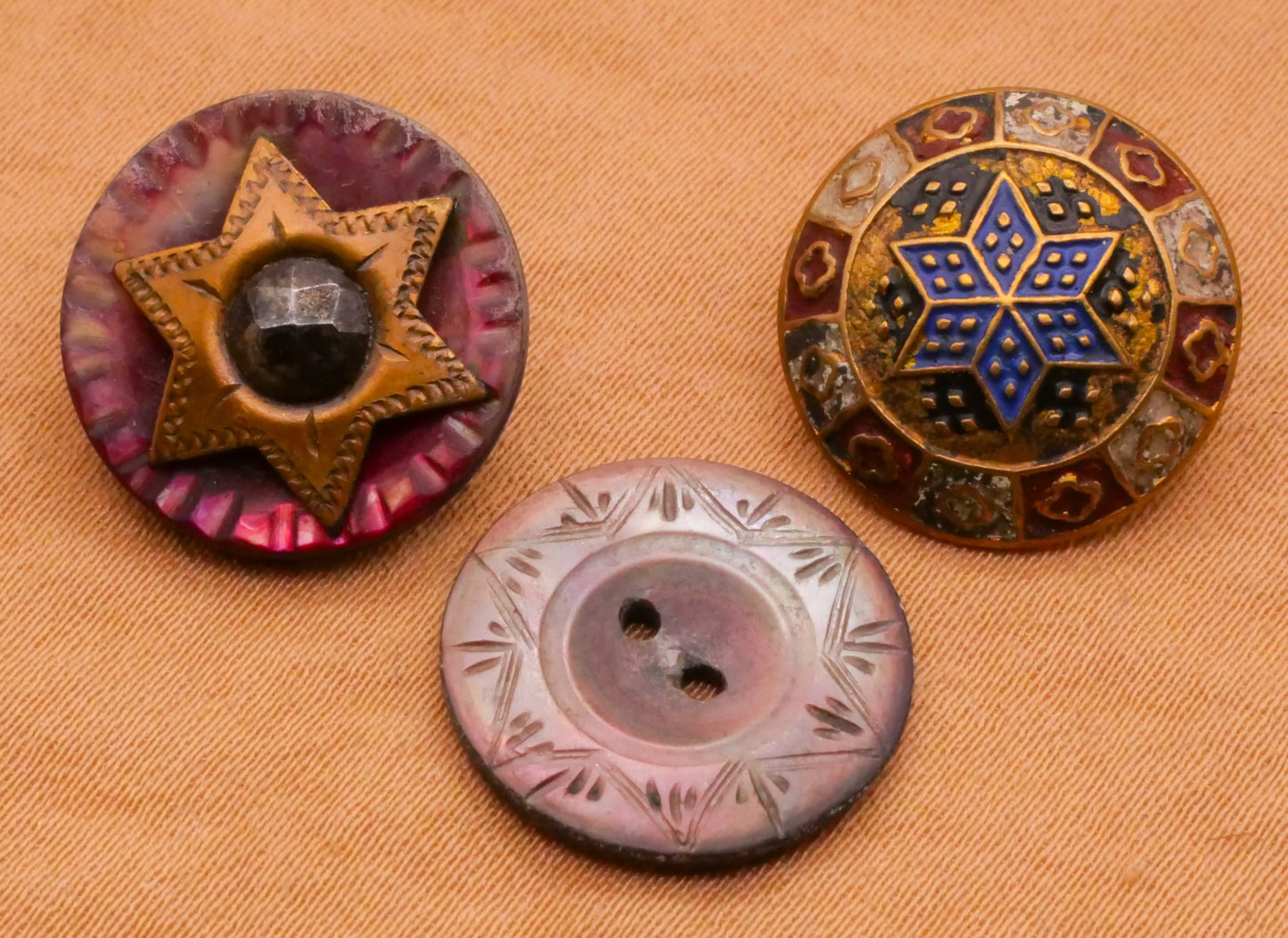 Star of David Antique Button Various 16mm