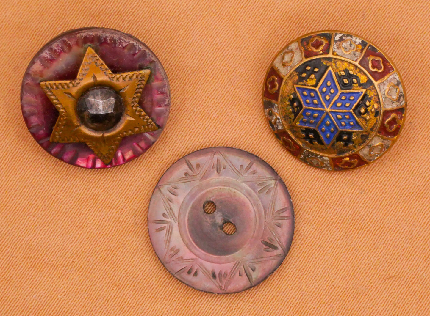 Star of David Antique Button Various 16mm