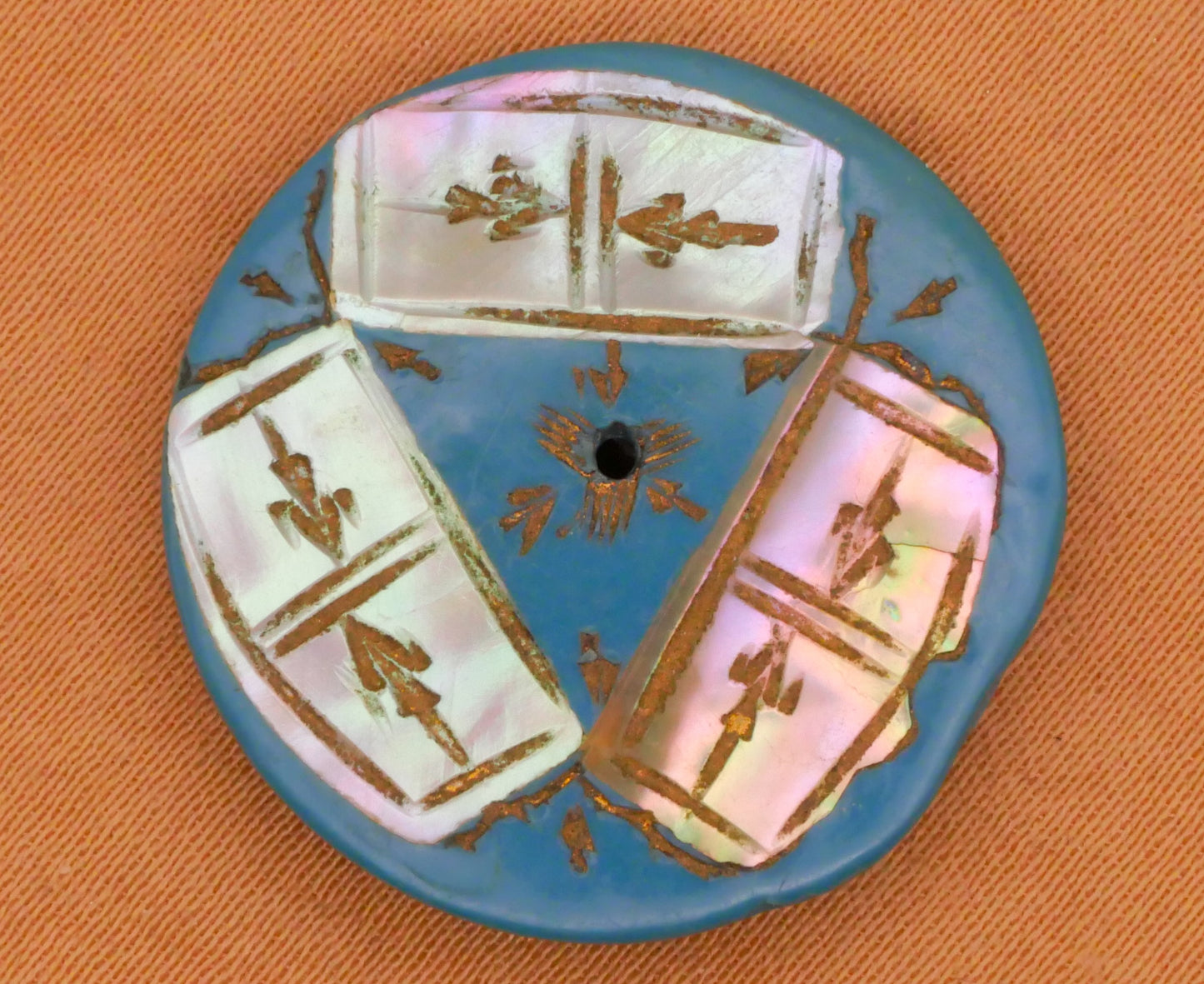 Mother of Pearl Inlay Blue Composite Early Plastic Button 24mm